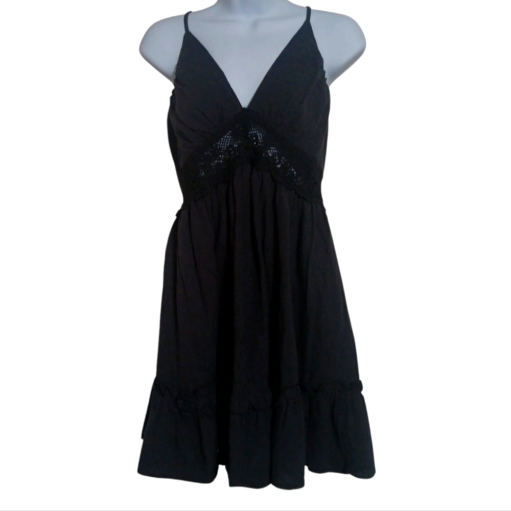 Shein Black Tiered Spaghetti Strap Mini Dress Size XS - Picture 1 of 3